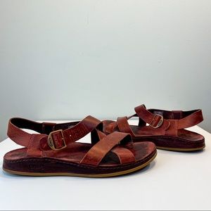 Chaco Wayfarer Leather Strap Sandals Burgundy Wine Size 8